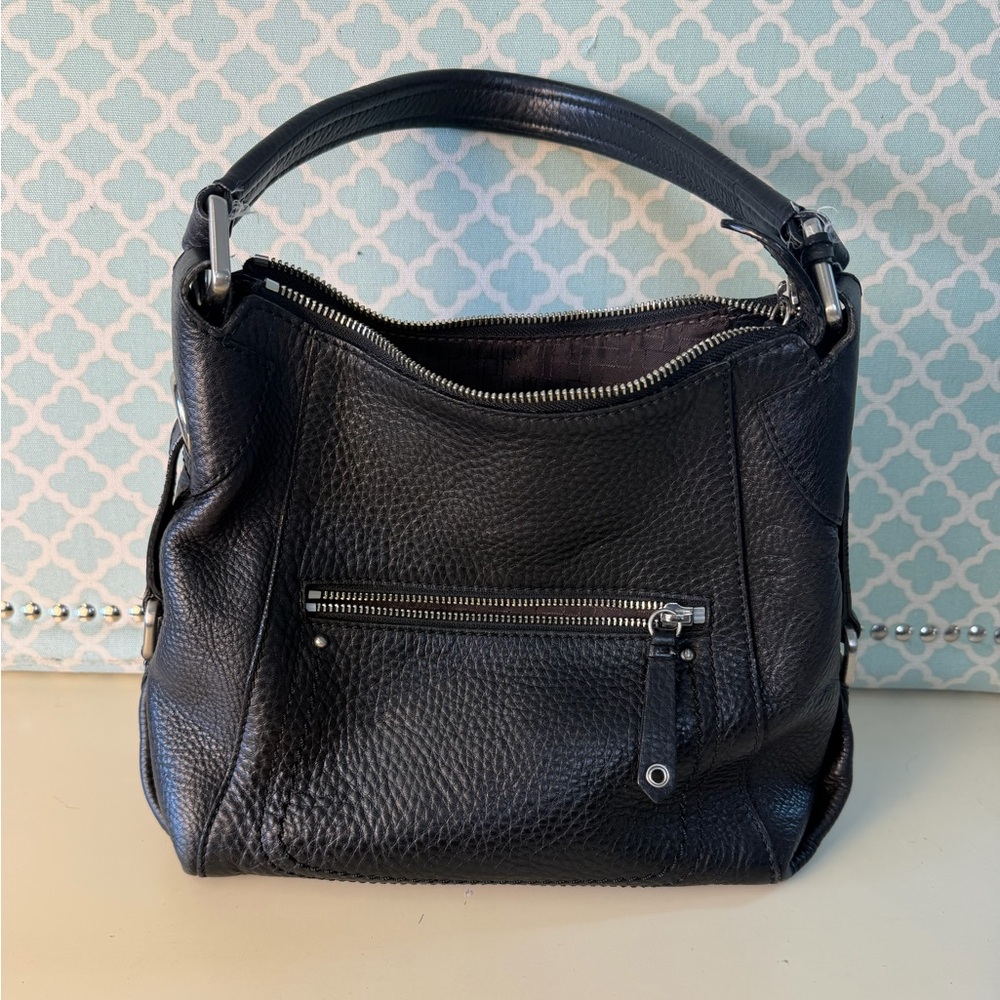 Cole Hanna Black Pebble Leather Women's Hobo bag.